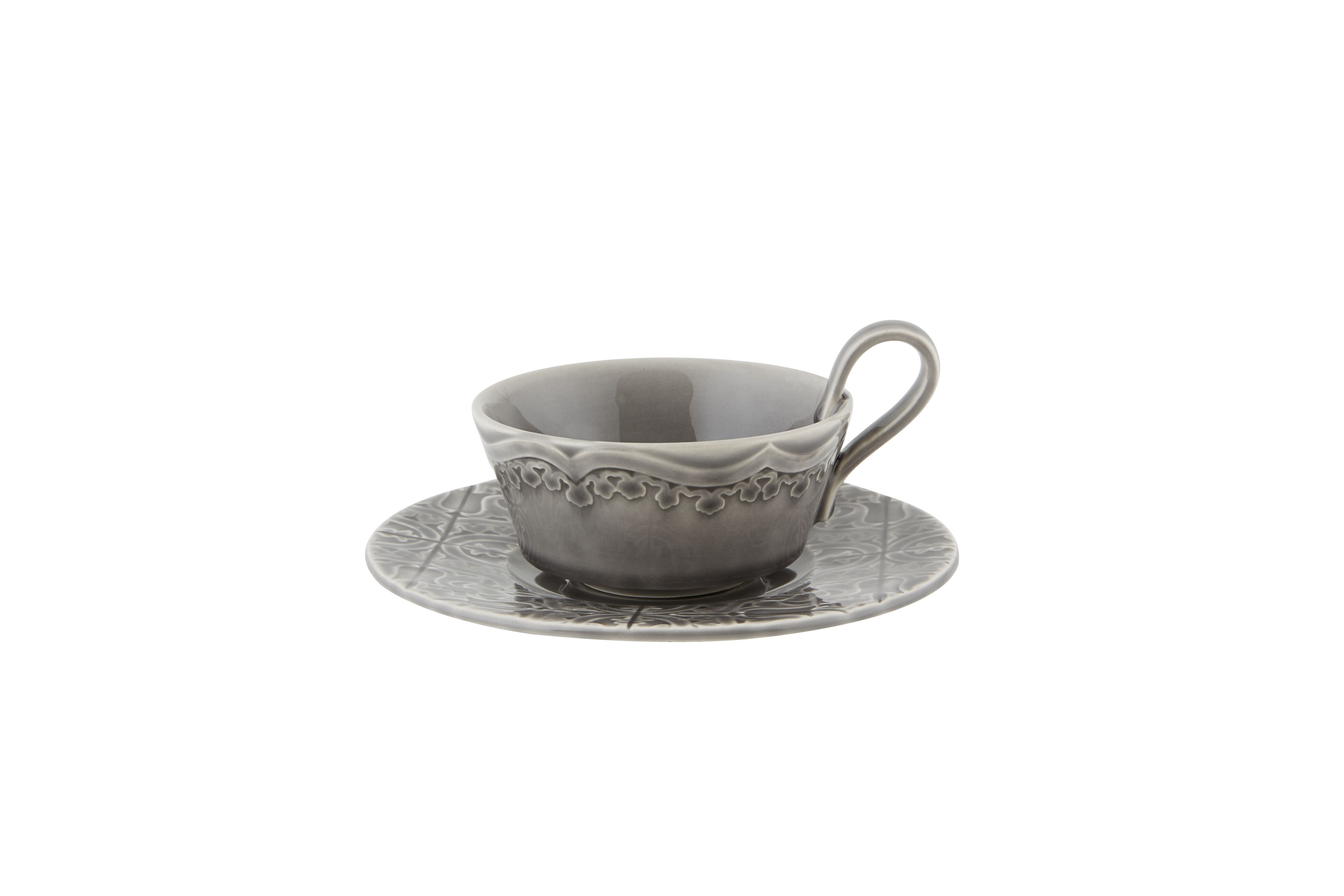 Taza Té con Platillo, Gris, large