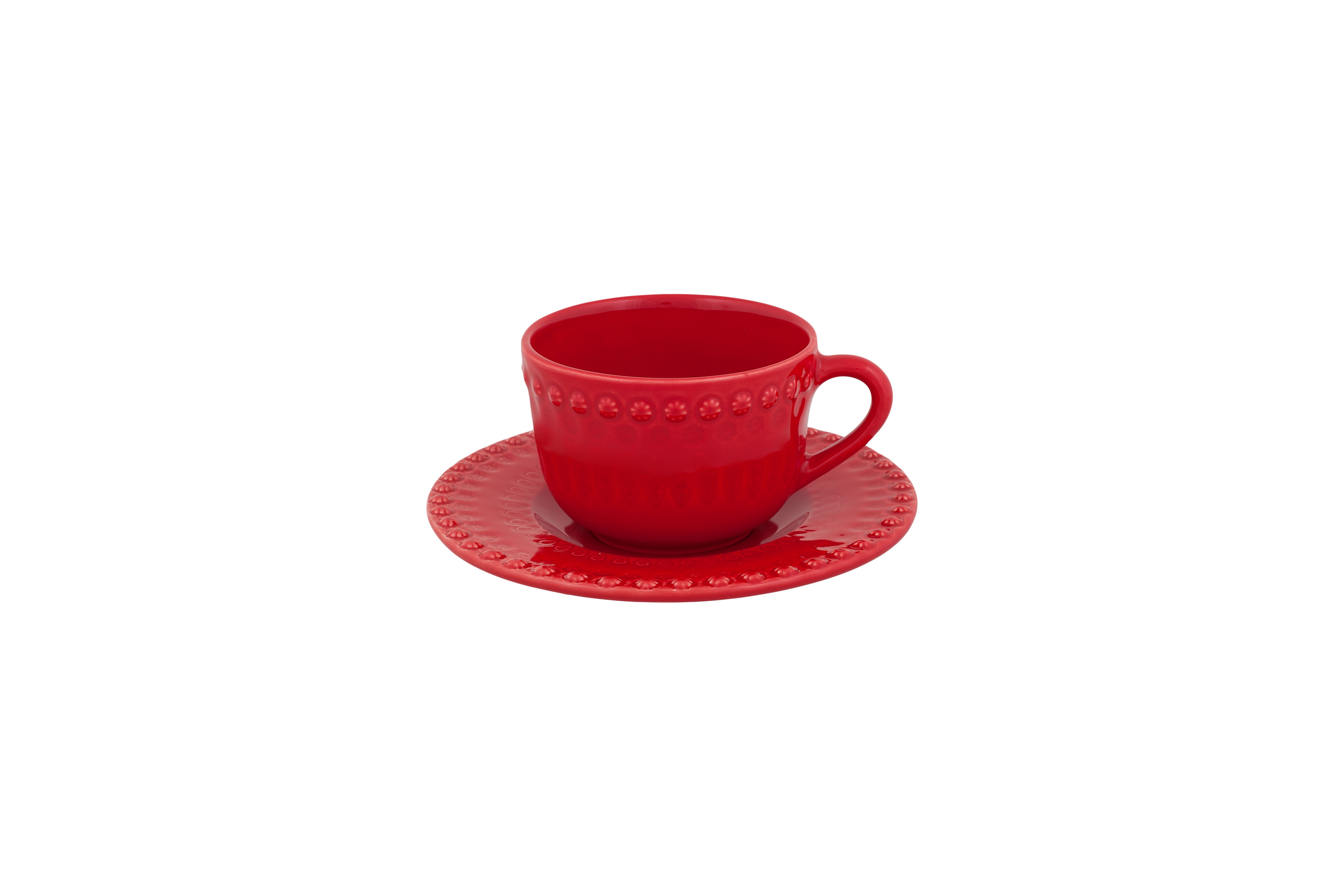 Tea Cup & Saucer, Red, large image number null