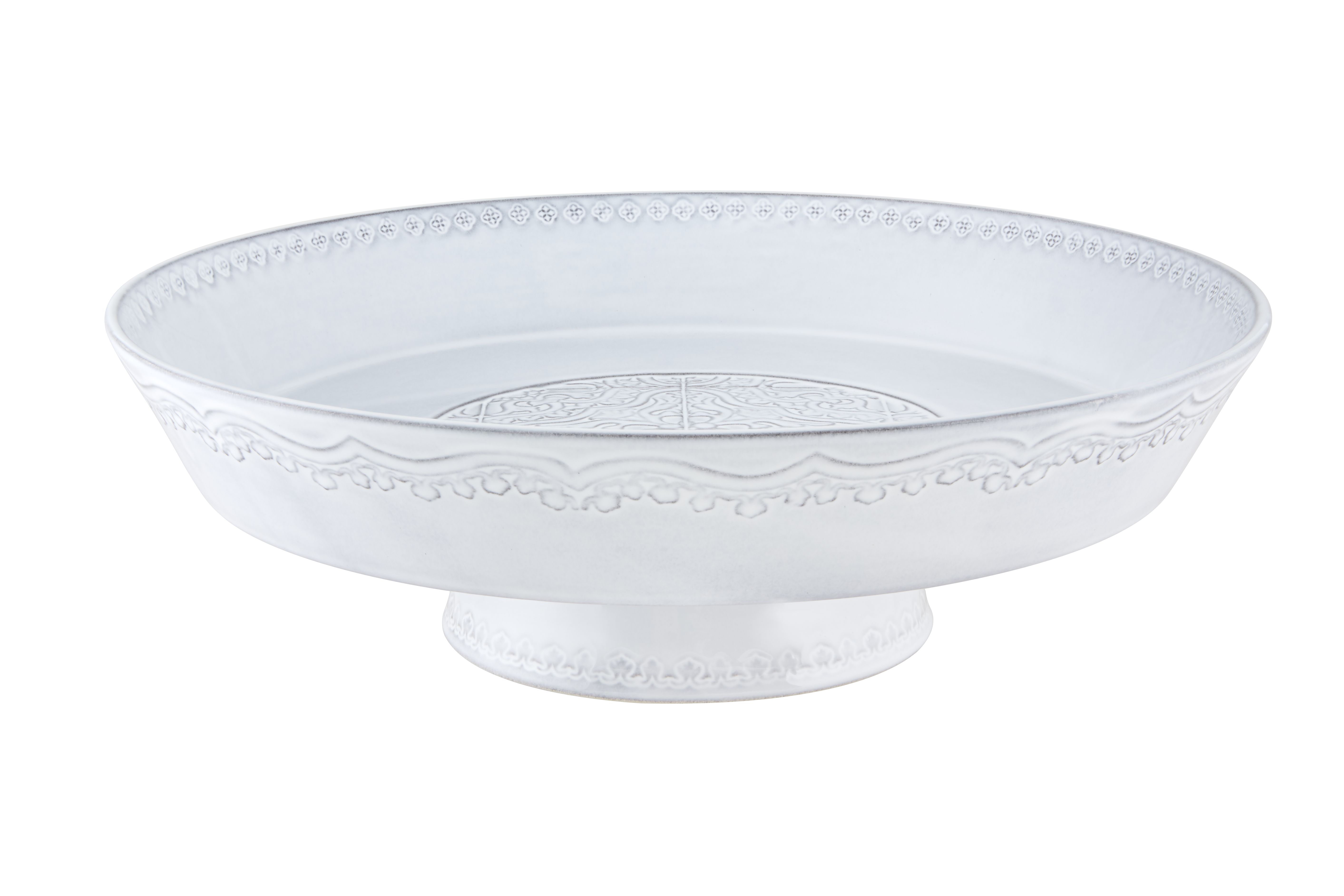 Footed Fruit Bowl, White, large image number null